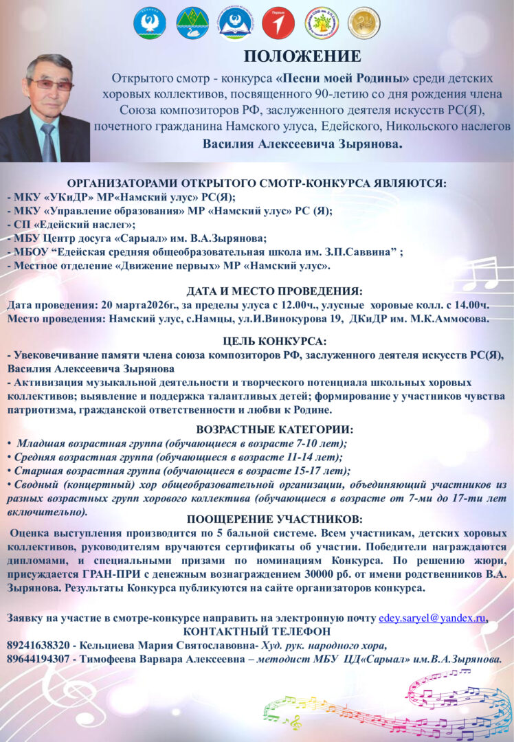 ПОЛОЖЕНИЕ «Песни моей Родины» — Приложения к положению: Хор партитуралара .rar (скачать)